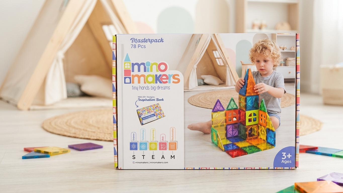 Mino Makers 78 Parça Manyetik Yapı Bloğu Seti – Eğitici STEM Oyuncak ve Yaratıcı İnşa Seti