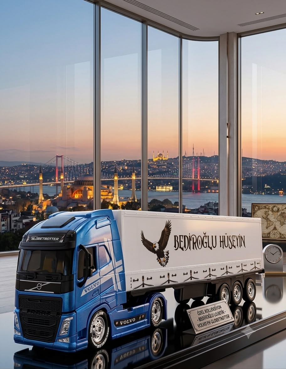 KİŞİYE ÖZEL MAKET TIR - MAVİ VOLVO OYUNCAK TIR