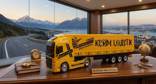 KİŞİYE ÖZEL MAKET TIR - SARI VOLVO OYUNCAK TIR