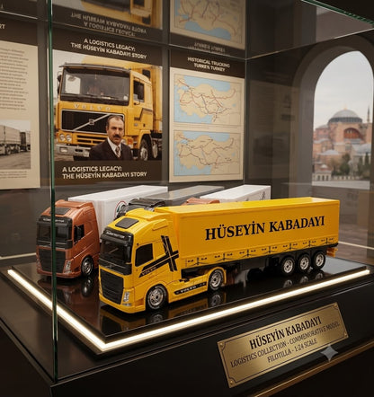 KİŞİYE ÖZEL MAKET TIR - SARI VOLVO OYUNCAK TIR
