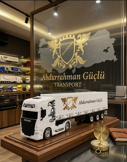 KİŞİYE ÖZEL MAKET TIR - BEYAZ SCANİA OYUNCAK TIR