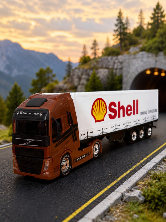 KİŞİYE ÖZEL MAKET TIR - KAHVERENGİ VOLVO OYUNCAK TIR